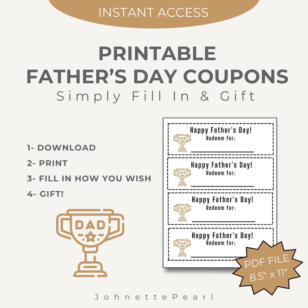 Printable Fathers Day Coupons - Etsy