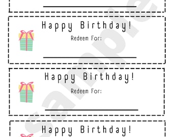 Printable Blank Birthday Coupons - Etsy