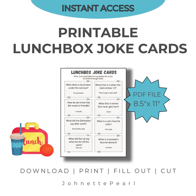 Lunchbox Joke Cards - Etsy