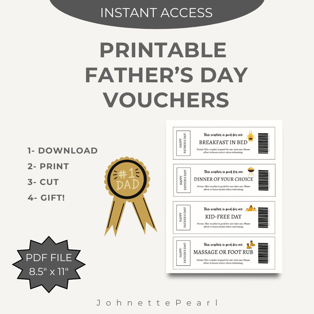 Printable Father's Day Coupons - Etsy