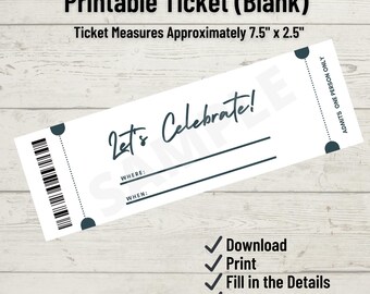 Printable Blank Ticket Teal