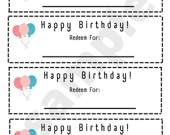 Printable Blank Birthday Coupons - Etsy