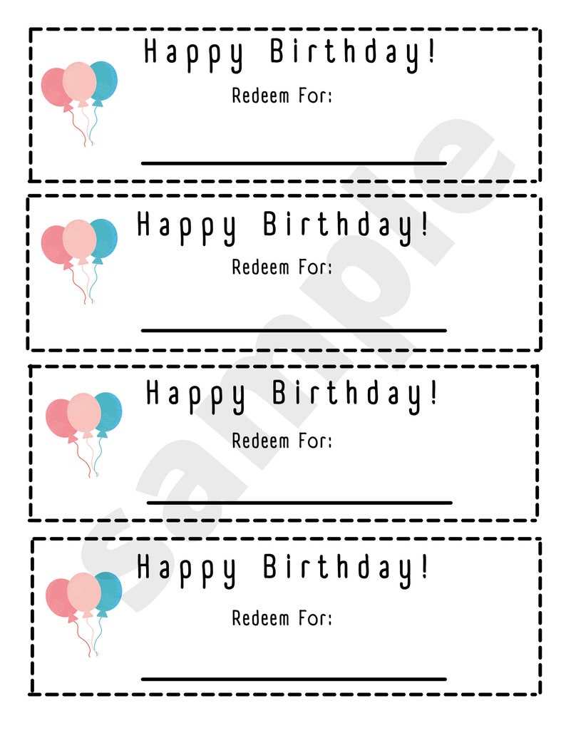 Printable Blank Birthday Coupons - Etsy