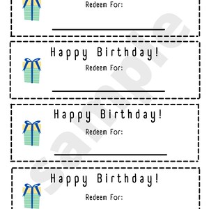 Printable Blank Birthday Coupons - Etsy