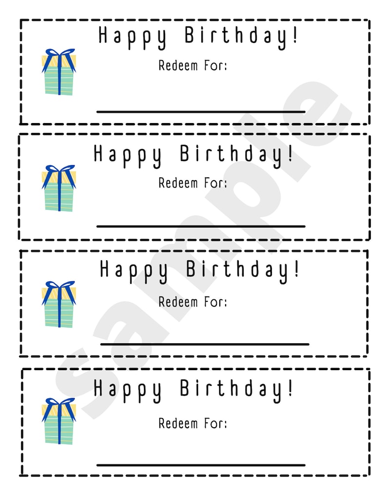 Printable Blank Birthday Coupons - Etsy