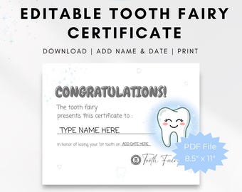 Personalizza e stampa il certificato della Fatina dei denti per la caduta del primo dentino