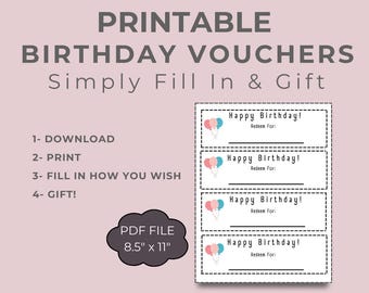 Printable Blank Birthday Coupons to Gift - Etsy
