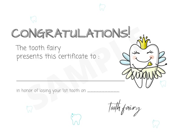 Printable Tooth Fairy Certificate | Etsy