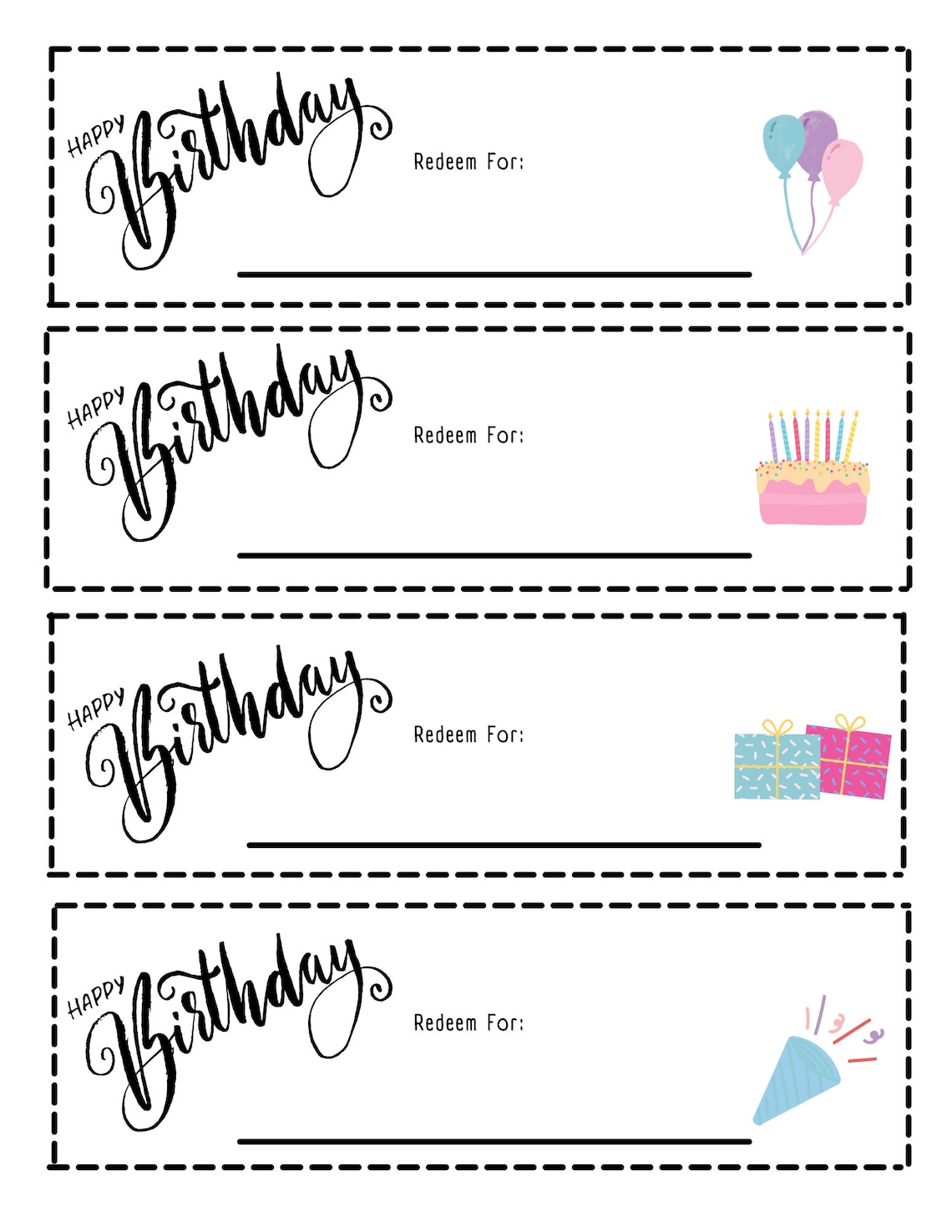 Printable Blank Birthday Coupons to Gift - Etsy