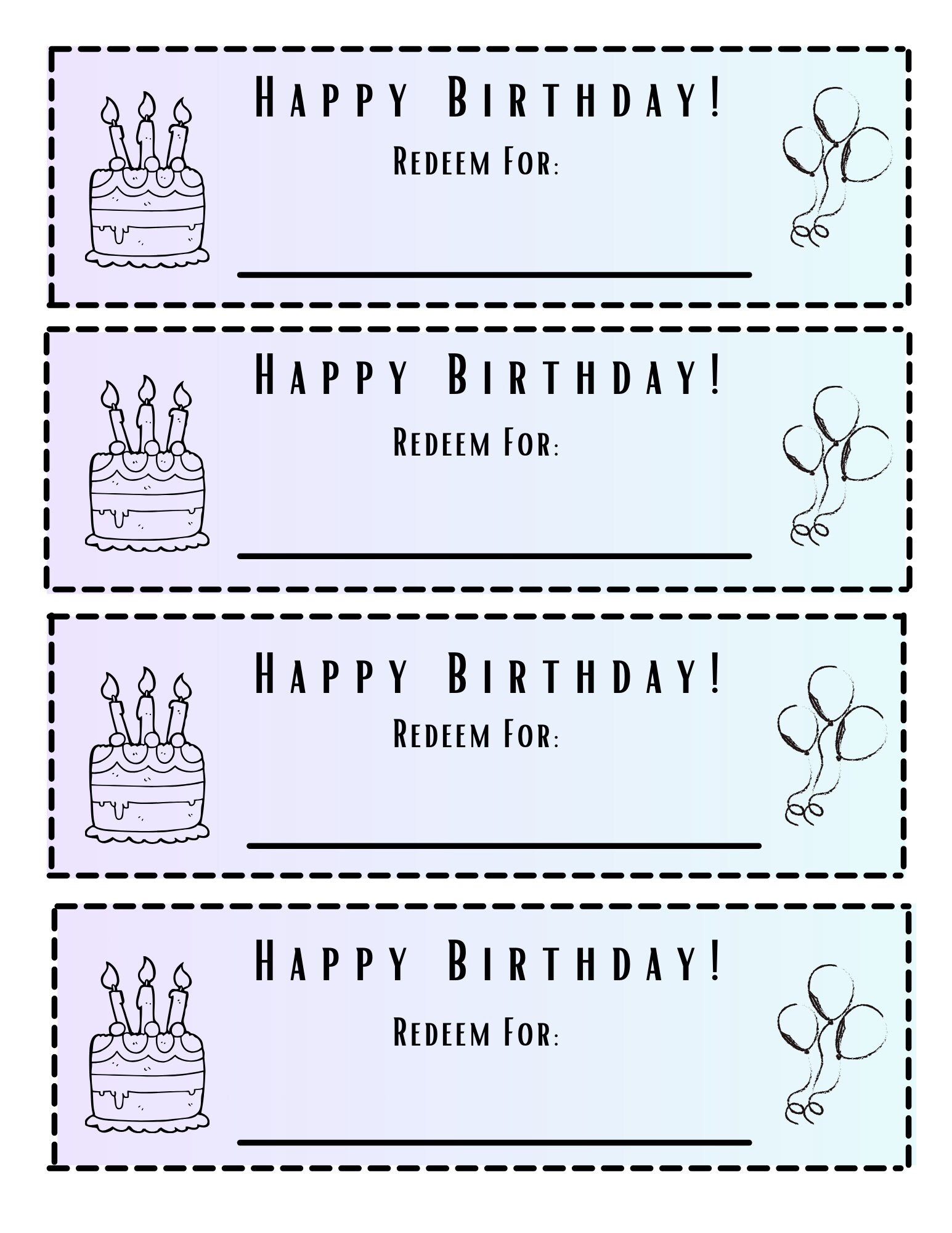 Printable Birthday Coupons to Gift Etsy Printable Birthday Coupons to Gift Etsy