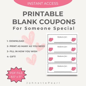 Leere Herz Coupons zum Ausdrucken