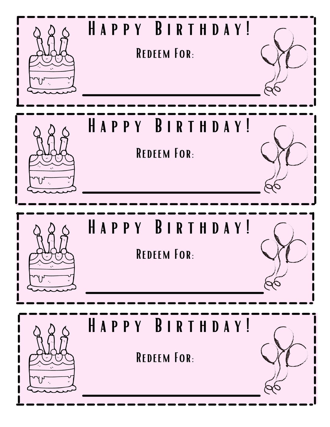 Blank Birthday Coupons - Etsy