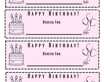 Printable Blank Birthday Coupons | Etsy
