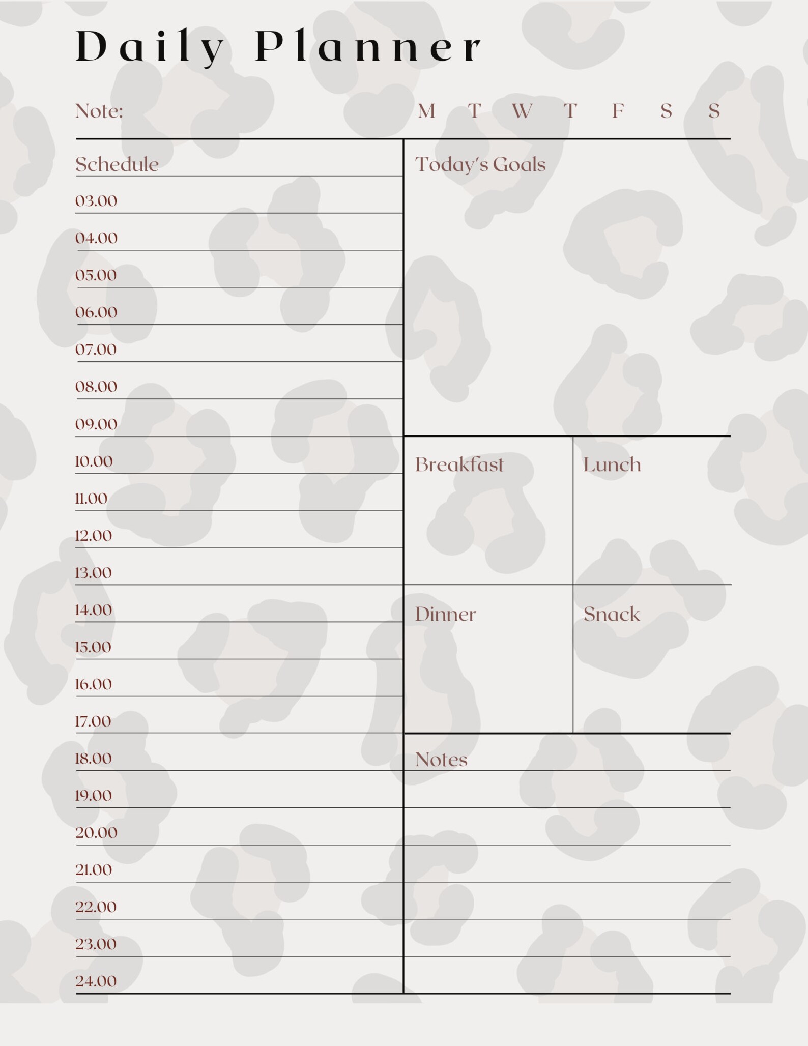 Leopard Printable Planners Etsy