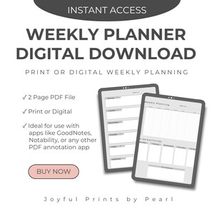 Simple Digital Weekly Planner