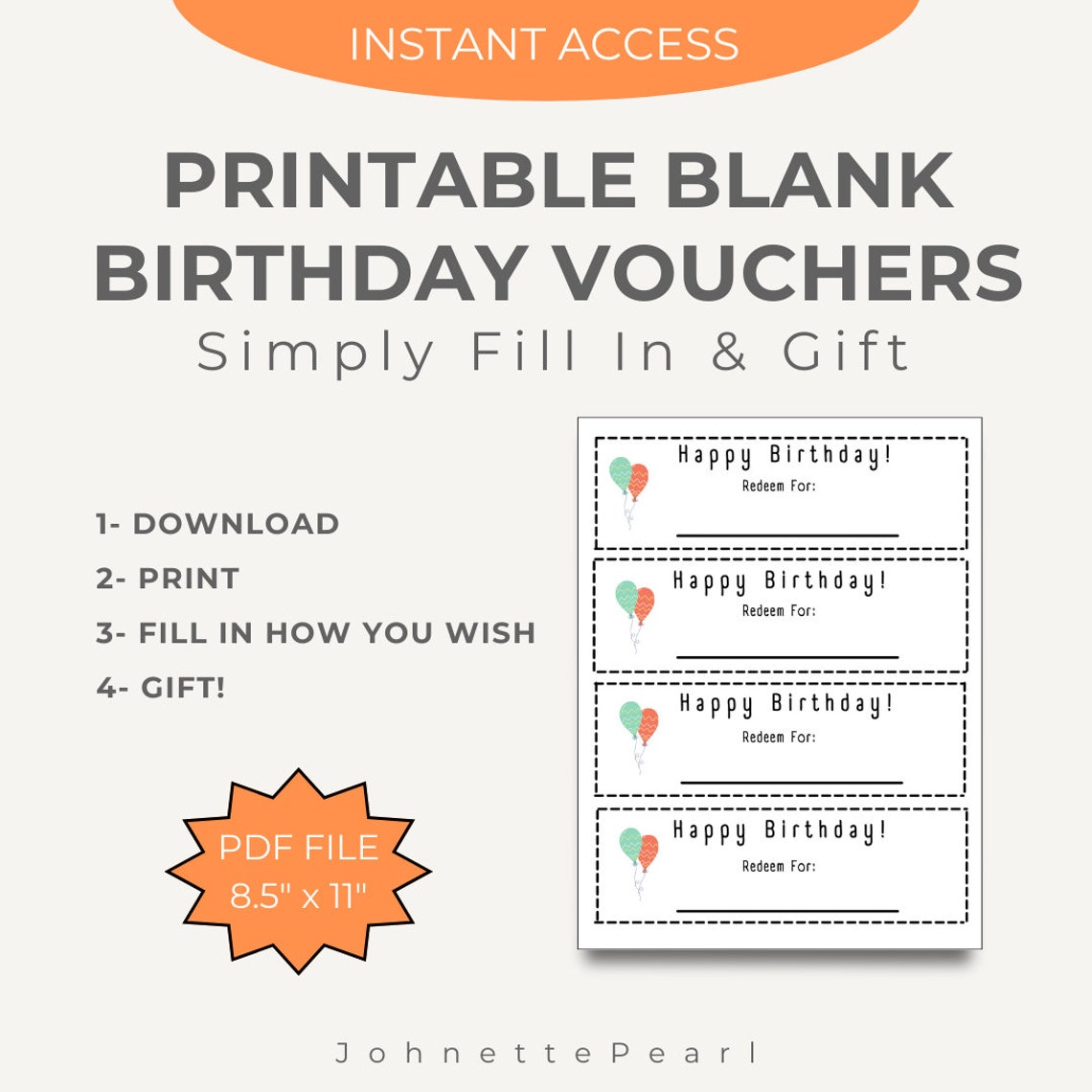Printable Blank Birthday Coupons - Etsy