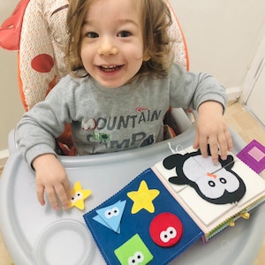 First Quiet Book and Montessori Toys for Baby, Educational Busy Book for Fine Motor Skills From Felt, 1st personal birthday gift