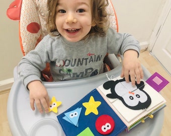 First Quiet Book and Montessori Toys for Baby, Educational Busy Book for Fine Motor Skills From Felt, 1st personal birthday gift