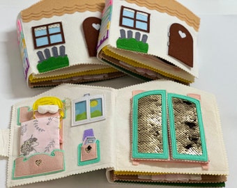 Doll House, Felt Quiet Book Doll House, Felt book, Dollhouse for girl, Baby Soft Book, Montessori book, Toddler Birthday Gift,Busy book