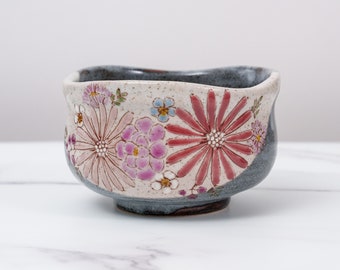 Atelier Yu Brilliant Flower Kutani Matcha Bowl Chawan Made In Japan