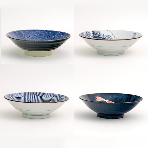 Japanese Minoyaki Ceramic Hokusai Ramen Bowl 10“ | Large