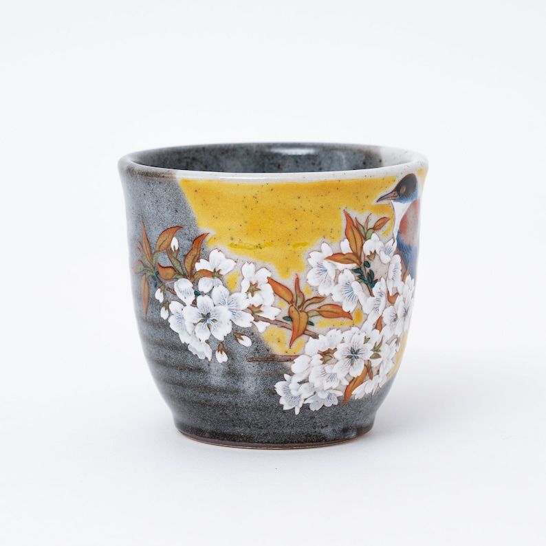 Great Zakka Kutani-Yaki Bird Coffee Cup - Thumbnail 2