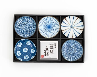 Japanese Authentic Indigo-Dyed Mini Dish Gift Set Made In Japan