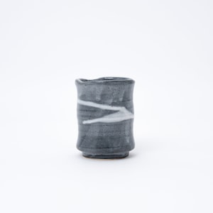 Handmade Crackle Glaze White and Grey Japanese Tea Cup