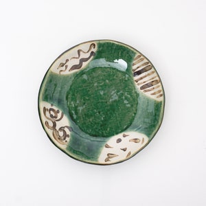 Handmade Oribe Ceramic Plate & Bowl Collection - Vibrant Green Glaze, Unique Shapes, Japanese Pottery Traditions