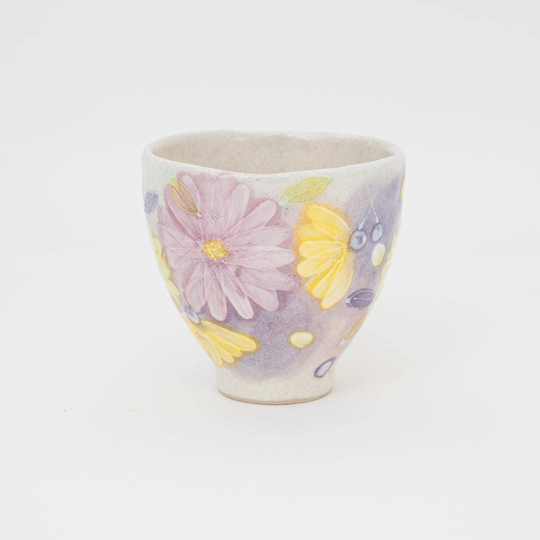 Handcrafted Seto Ware Floral Tea Cup | Purple | Made in Japan | Brithday Gift | Housewarming Gift | Holiday Gift