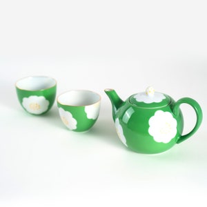 Handmade Teapot | Elegant White and Green Tsubaki/Japanese camellia Flower | Zohogama | Made in Japan image 10