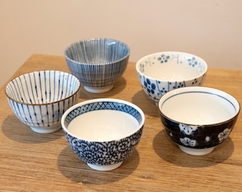 Japanese Indigo-Dyed Tea Bowl Gift Set 5Pcs Made In Japan