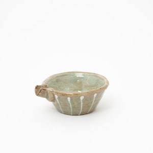 Handmade Olive Green Katakuchi Dip Bowl | Japanese Kobachi Bowl | Soy Sauce Plate