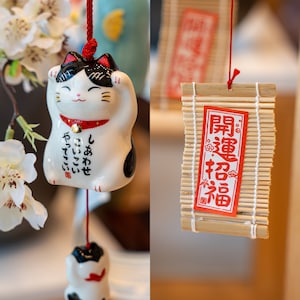 Japanese Handmade Lucky Cat Wind Chime, Cat Ornaments, Home Decor, Yard/Patio/Wall Decor, House Warming Gift, Birthday Gift