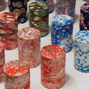 Japanese Washi Paper tea Tin 100g  - 20 Patterns |  Tea Canister