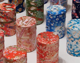 Japanese Washi Paper tea Tin 100g  - 20 Patterns |  Tea Canister
