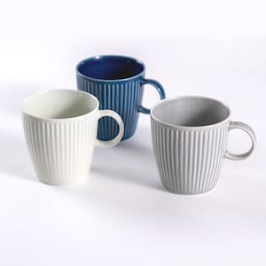 Handcrafted Lightweight Hasami Ware Vertical Stripe Mug in White Porcelain | Made in Japan