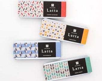Tokyo Kousaido Latta Japanese Incense Set, Portable Kyoto Incense Tin, Sandalwood Cherry Blossom Osmanthus, Travel Incense Gift