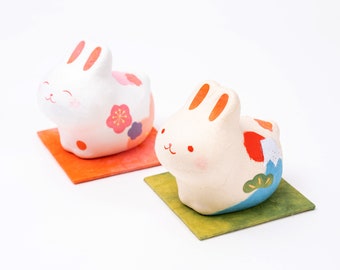 Handmade in Kyoto Japan Adorable Chigiri Rabbit Figure Cherry Blossom/Mt.Fuji  - R276/277 Easter Day Gift