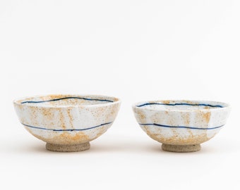 Handmade Japanese Shino Glaze Rice Bowl Two Size