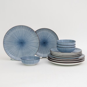 Classic Japanese Sendan Tokusa 10-inch Ceramic Pasta Plate Set - Modern and Elegant Dinner Plates for Pasta, Salads, and More