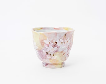 Hand-painted Cherry Blossom Japanese Tea Cup Choko Cup Sakura Pink / Birthday Gift / Wedding Gift / Holiday Gift