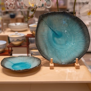 Handmade Indigo Crackle Glaze Plate