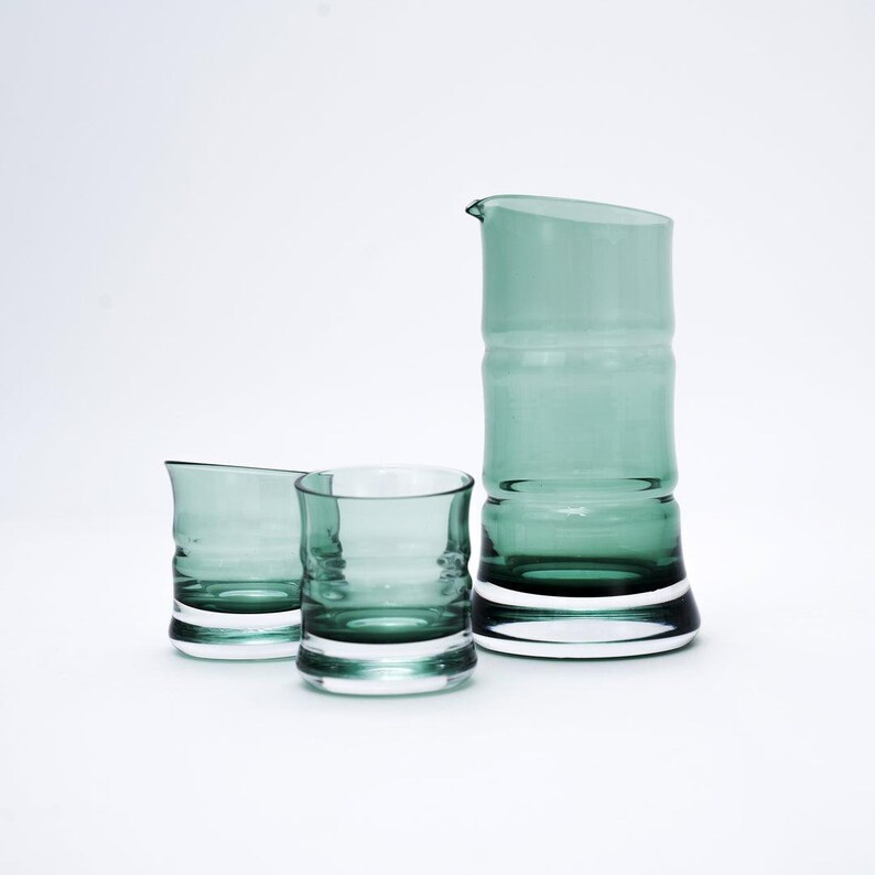 Hirota Green Bamboo Edo Glass Sake Set