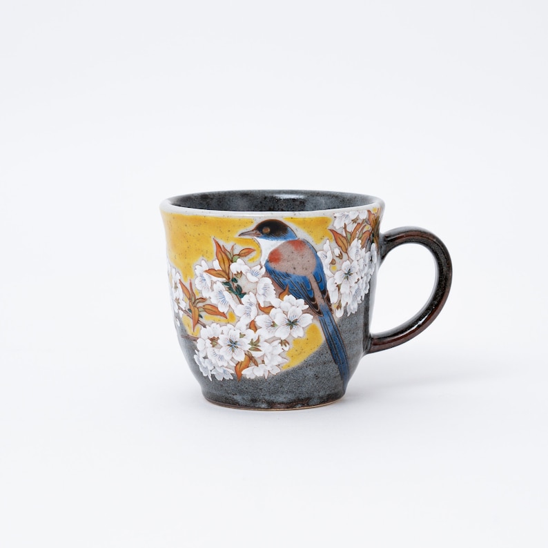 Great Zakka Kutani-Yaki Bird Coffee Cup - Thumbnail 3