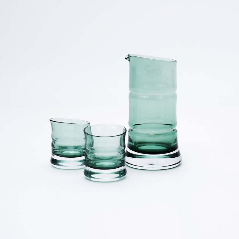 Hirota Green Bamboo Edo Glass Sake Set - Thumbnail 2