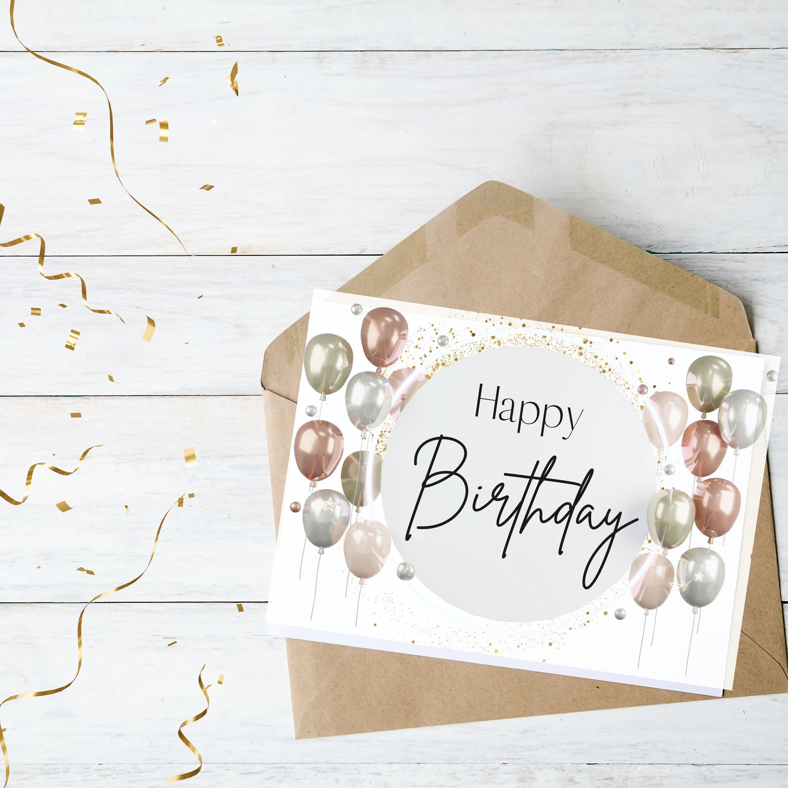 Printable Birthday Card for Adults, Printable Gold Glitter Birthday