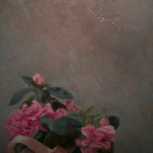 Still life Oil Painting with pink flower hotsell