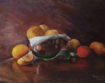 Still life Oil Painting with lemons