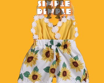 white sunflower romper